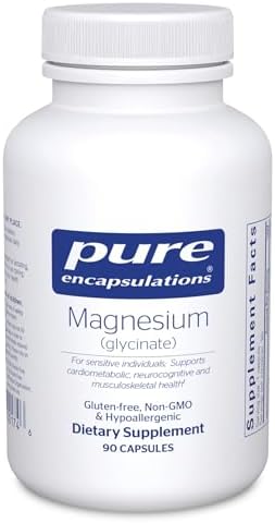 Pure Encapsulations Magnesium  Glycinate    Supplement to Support Stress Relief  Sleep  Heart Health  Nerves  Muscles  and Metabolism    with Magnesium Glycinate   180 Capsules