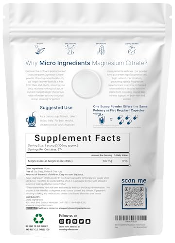 Pure Magnesium Powder  2lbs   Magnesium Citrate Powder   Unflavored   Relaxation and Nutrient Utilization   Easily Absorbed   Non GMO  Vegan