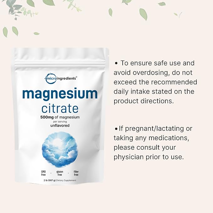 Pure Magnesium Powder 2lbs Magnesium Citrate Powder Unflavored Relaxation and Nutrient Utilization Easily Absorbed Non GMO Vegan