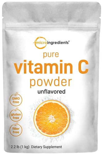 Pure Vitamin C Crystal Powder  Water Soluble Vitamin C 1000mg Per Serving   1 KG  2 2 Pounds   Immune Vitamins and Strong Antioxidant  Pure Ascorbic Acid Powder Supplement