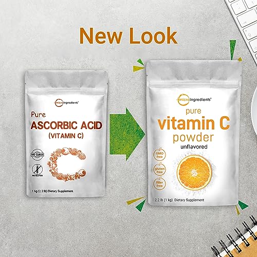 Pure Vitamin C Crystal Powder Water Soluble Vitamin C 1000mg Per Serving 1 KG 2 2 Pounds Immune Vitamins and Strong Antioxidant Pure Ascorbic Acid Powder Supplement
