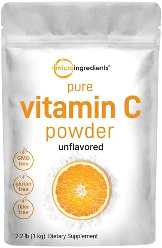 Pure Vitamin C Crystal Powder  Water Soluble Vitamin C 1000mg Per Serving   1 KG  2 2 Pounds   Immune Vitamins and Strong Antioxidant  Pure Ascorbic Acid Powder Supplement