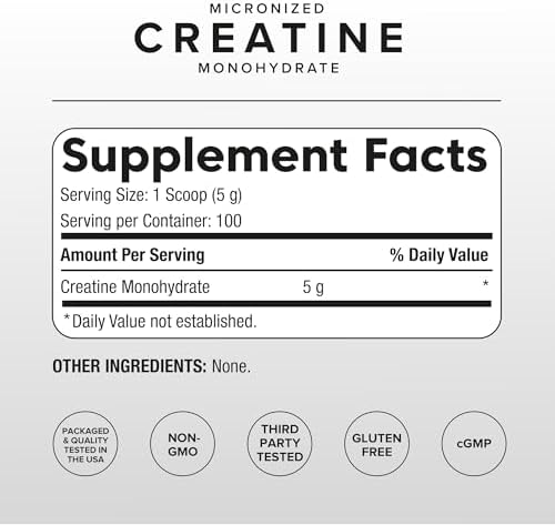 Puregen Labs Micronized Creatine Monohydrate Powder 500g   Pure  Unflavored  No Additives   5000mg Per Serv  5g    100 Servings   Third Party Tested for Quality