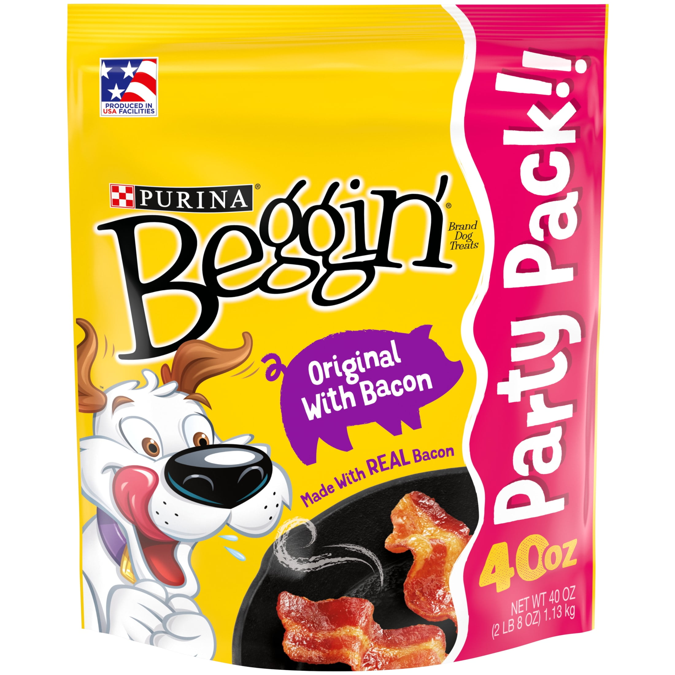 Purina Beggin  Strips Dog Treats Original with Real Bacon Flavor Tender Chews  40 oz Pouch