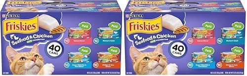 Purina Friskies Pate Wet Cat Food Variety Pack Seafood and Chicken Pate Favorites   48 ct  Can