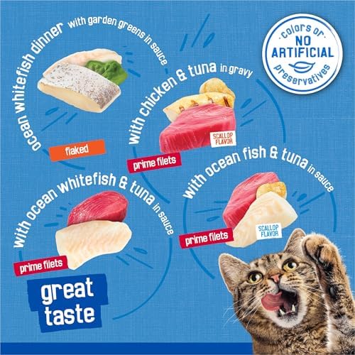 Purina Friskies Wet Cat Food Variety Pack  Oceans of Delight Flaked and Prime Filets   48 ct  Can
