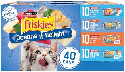 Purina Friskies Wet Cat Food Variety Pack  Oceans of Delight Flaked and Prime Filets   48 ct  Can