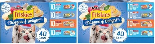 Purina Friskies Wet Cat Food Variety Pack  Oceans of Delight Flaked and Prime Filets   48 ct  Can