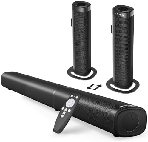 Puriom Sound Bar for Smart TV  100W Sound Bar with Bluetooth 5 3/ARC/Opt/AUX Connect  2 in 1 Detachable Home Soundbar  Home Theater Speaker & Bass Effect  for TV/PC/Gaming