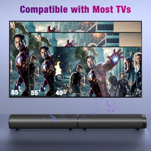 Puriom Sound Bar for Smart TV  100W Sound Bar with Bluetooth 5 3/ARC/Opt/AUX Connect  2 in 1 Detachable Home Soundbar  Home Theater Speaker & Bass Effect  for TV/PC/Projectors