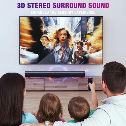 Puriom Sound Bar for Smart TV  100W Sound Bar with Bluetooth 5 3/ARC/Opt/AUX Connect  2 in 1 Detachable Home Soundbar  Home Theater Speaker & Bass Effect  for TV/PC/Projectors
