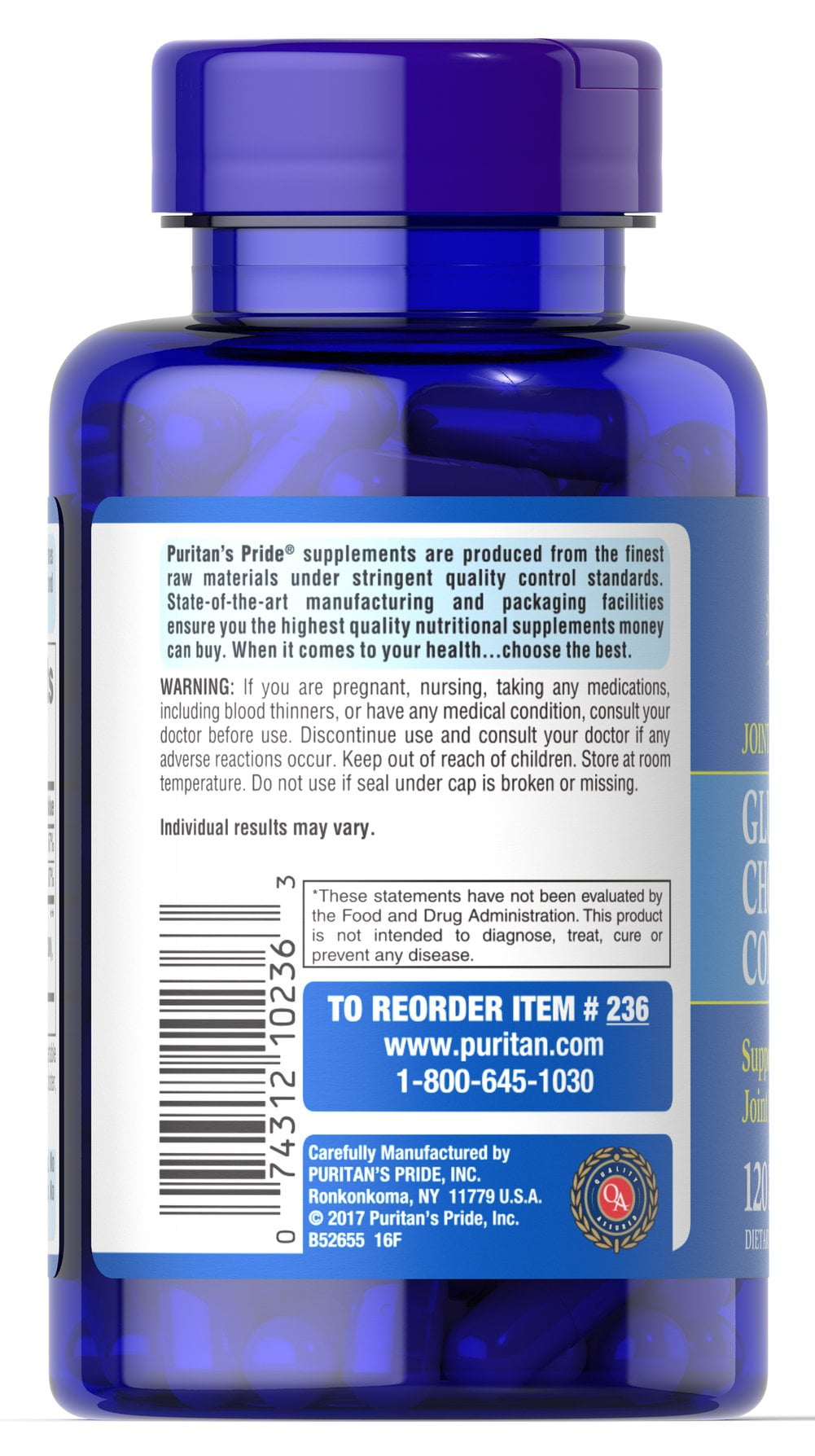 Puritans Pride Glucosamine Chondroitin Complex Capsules  120 Count