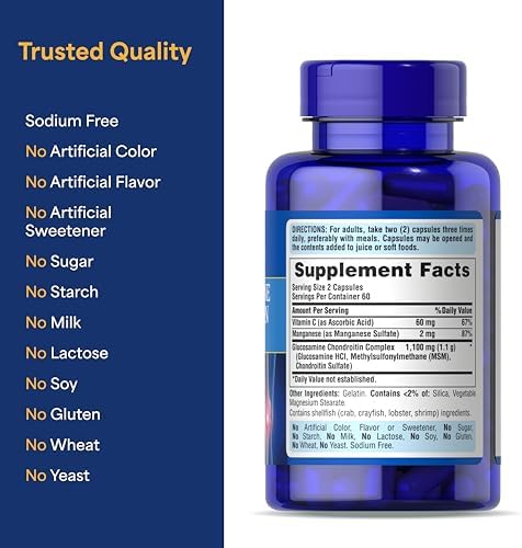 Puritans Pride Glucosamine Chondroitin Complex for Women and Men  Dietary Supplement for Joint Health  120 Rapid Release Capsules