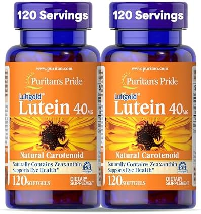 Puritans Pride Premium Lutigold  Lutein Carotenoid 40mg with Zeaxanthin for Men and Women  Dietary Supplement for Eye Health Support  8 Month Supply  120 Easy to Swallow Softgels  2 Pack
