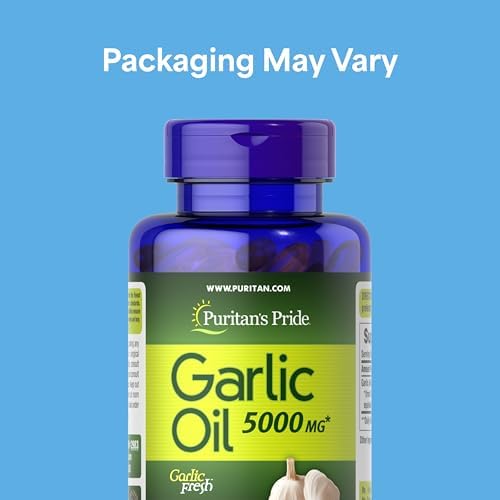 Puritans Pride Premium Garlic Fresh 5000mg  Traditional Dietary Supplement for Heart Health and Circulation Support with Antioxidant Properties  250 Rapid Release Softgels