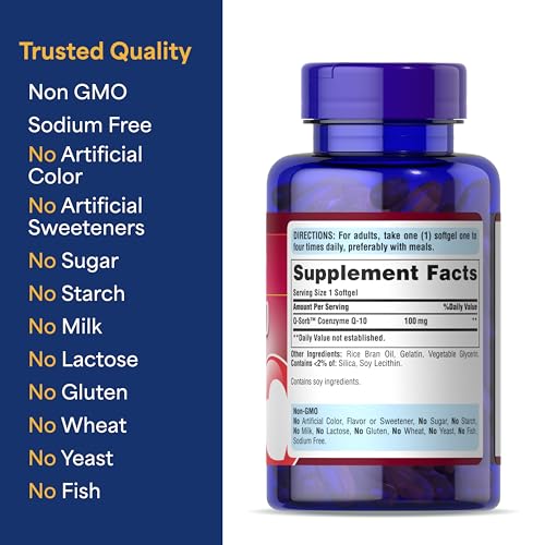 Puritans Pride Q Sorb CoQ 10 100mg   Supports Heart Health   Dietary Supplement   Healthy Supplement   Energy Supplement   Gluten Free   240 Rapid Release Softgels