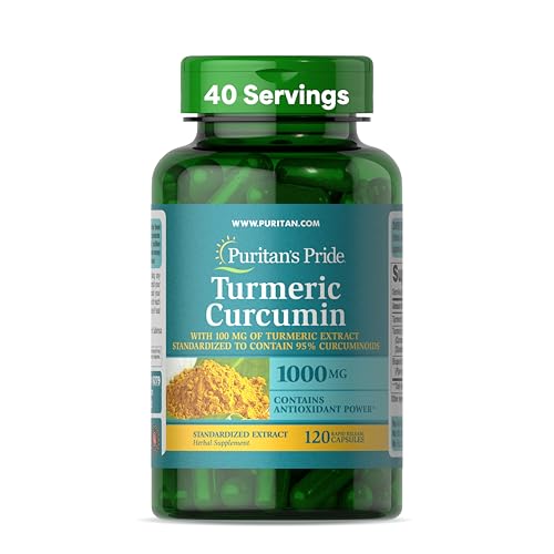 Puritans Pride Turmeric Curcumin 1000mg  Standarized to 95  Cucuminoids  Herbal Dietary Supplement for Antioxidant Health  120 Rapid Release Capsules