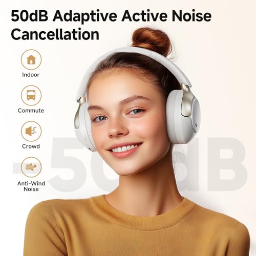 QCY H3 PRO Adaptive ANC Wireless Headphones Over Ear  50dB Active Noise Cancellation with Multiple Modes  LDAC Hi Res Wireless Audio  55H Playtime  Custom EQ via App  Bluetooth 5 4