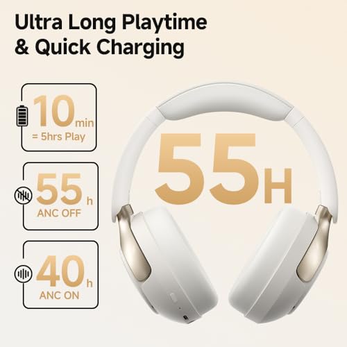 QCY H3 PRO Adaptive ANC Wireless Headphones Over Ear  50dB Active Noise Cancellation with Multiple Modes  LDAC Hi Res Wireless Audio  55H Playtime  Custom EQ via App  Bluetooth 5 4