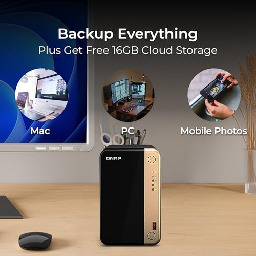 QNAP TS 264 8G 24WD US 2 Bay High Performance Desktop NAS with 4TB Storage Capacity  Preconfigured RAID1 WD Red Plus HDD Bundle