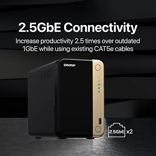 QNAP TS 264 8G 24WD US 2 Bay High Performance Desktop NAS with 4TB Storage Capacity  Preconfigured RAID1 WD Red Plus HDD Bundle