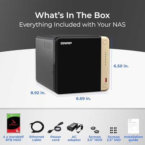 QNAP TS 264 8G 24WD US 2 Bay High Performance Desktop NAS with 4TB Storage Capacity  Preconfigured RAID1 WD Red Plus HDD Bundle