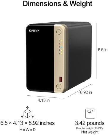 QNAP TS 264 8G 24WD US 2 Bay High Performance Desktop NAS with 4TB Storage Capacity  Preconfigured RAID1 WD Red Plus HDD Bundle