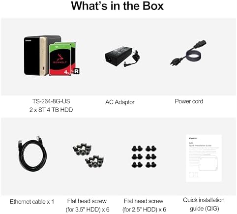 QNAP TS 264 8G 24WD US 2 Bay High Performance Desktop NAS with 4TB Storage Capacity  Preconfigured RAID1 WD Red Plus HDD Bundle