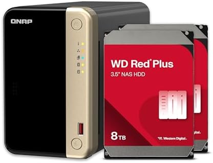 QNAP TS 264 8G 24WD US 2 Bay High Performance Desktop NAS with 4TB Storage Capacity  Preconfigured RAID1 WD Red Plus HDD Bundle