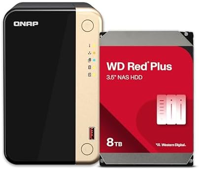 QNAP TS 264 8G 24WD US 2 Bay High Performance Desktop NAS with 4TB Storage Capacity  Preconfigured RAID1 WD Red Plus HDD Bundle