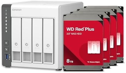 QNAP TS 433 4G US 4 Bay NAS with Quad core Processor  4 GB DDR4 RAM and 2 5GbE Network  Diskless 