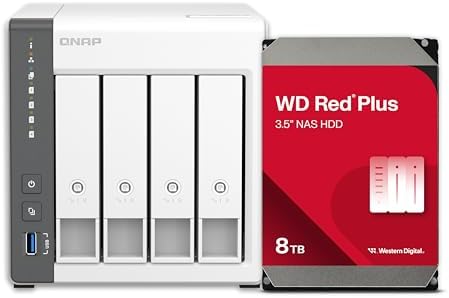 QNAP TS 433 4G US 4 Bay NAS with Quad core Processor  4 GB DDR4 RAM and 2 5GbE Network  Diskless 