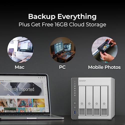 QNAP TS 433 4G US 4 Bay NAS with Quad core Processor  4 GB DDR4 RAM and 2 5GbE Network  Diskless 