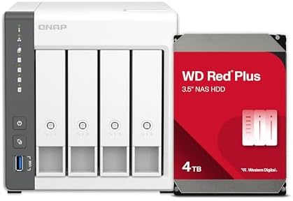 QNAP TS 433 4G US 4 Bay NAS with Quad core Processor  4 GB DDR4 RAM and 2 5GbE Network  Diskless 