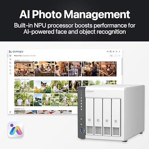 QNAP TS 433 4G US 4 Bay NAS with Quad core Processor  4 GB DDR4 RAM and 2 5GbE Network  Diskless 