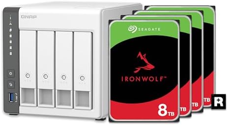 QNAP TS 433 4G US 4 Bay NAS with Quad core Processor  4 GB DDR4 RAM and 2 5GbE Network  Diskless 