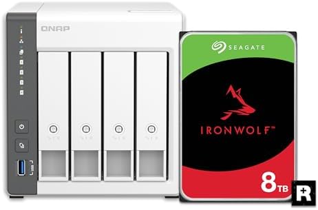 QNAP TS 433 4G US 4 Bay NAS with Quad core Processor  4 GB DDR4 RAM and 2 5GbE Network  Diskless 