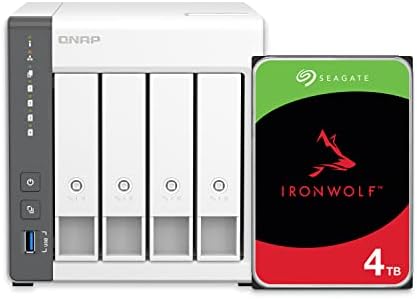 QNAP TS 433 4G US 4 Bay NAS with Quad core Processor  4 GB DDR4 RAM and 2 5GbE Network  Diskless 