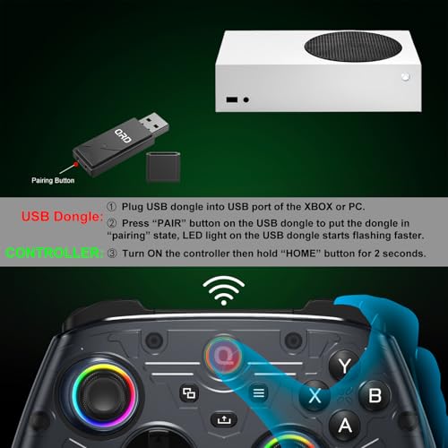 QRD FERROX M5 Wireless Controller for Xbox Series X S  Xbox One Switch PC Xbox Controller with 2 4Ghz USB Dongle Flexible Macro Recording Turbo