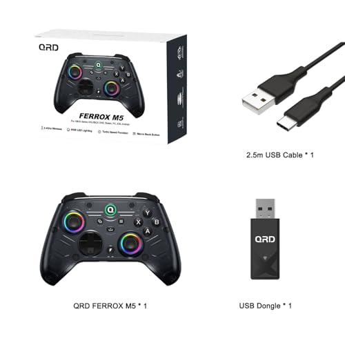 QRD FERROX M5 Wireless Controller for Xbox Series X S  Xbox One Switch PC Xbox Controller with 2 4Ghz USB Dongle Flexible Macro Recording Turbo