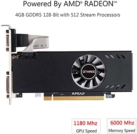 QTHREE Radeon RX 550 4GB Low Profile Graphics Card GDDR5 128 Bit VGA DVI HDMI Video Card for PC Gaming Computer GPU PCI Express X8 3 0 SFF HDCP DirectX 12