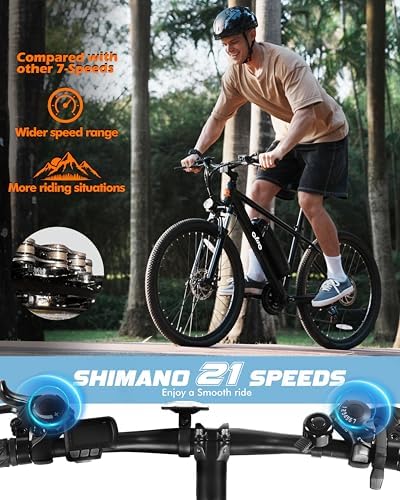 Qlife Electric Bike for Adults/Teens Racer 28MPH 21 Speed Peak 1200W Brushless Motor Adult Electric Bicycles  48V 10 4Ah Removable Battery Mountain Ebike  Up to 55 Miles  27 5X2 1 Tire E Bike