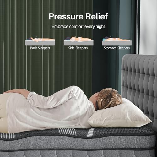 Queen Size Mattresses  14 Inch Hybrid Queen Mattress in a Box  Cooling Memory Foam Mattress with Pocket Springs  Pain & Pressure Relief  Motion Isolation  Edge Support  Fiberglass Free  CertiPUR US