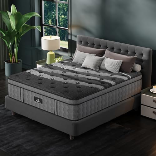 Queen Size Mattresses  14 Inch Hybrid Queen Mattress in a Box  Cooling Memory Foam Mattress with Pocket Springs  Pain & Pressure Relief  Motion Isolation  Edge Support  Fiberglass Free  CertiPUR US