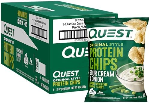 Quest Nutrition Tortilla Style Protein Chips  Salsa Verde  19g of Protein  4g Net Carbs  Gluten Free  1 1 Ounce  Pack of 12