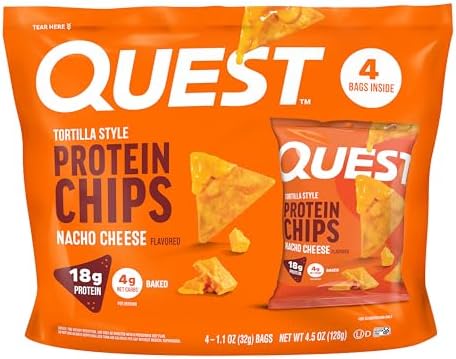 Quest Nutrition Tortilla Style Protein Chips  Salsa Verde  19g of Protein  4g Net Carbs  Gluten Free  1 1 Ounce  Pack of 12