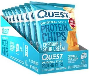 Quest Nutrition Tortilla Style Protein Chips  Salsa Verde  19g of Protein  4g Net Carbs  Gluten Free  1 1 Ounce  Pack of 12