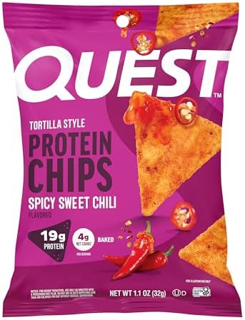Quest Nutrition Tortilla Style Protein Chips  Salsa Verde  19g of Protein  4g Net Carbs  Gluten Free  1 1 Ounce  Pack of 12