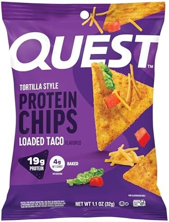 Quest Nutrition Tortilla Style Protein Chips  Salsa Verde  19g of Protein  4g Net Carbs  Gluten Free  1 1 Ounce  Pack of 12