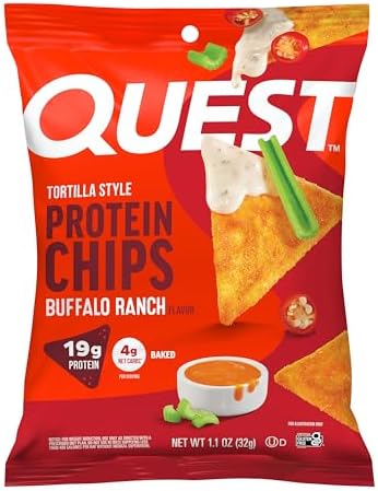 Quest Nutrition Tortilla Style Protein Chips  Salsa Verde  19g of Protein  4g Net Carbs  Gluten Free  1 1 Ounce  Pack of 12